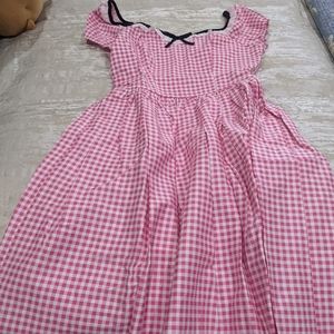Micheline Pitt pink gingham Bardot dress XL BNWY